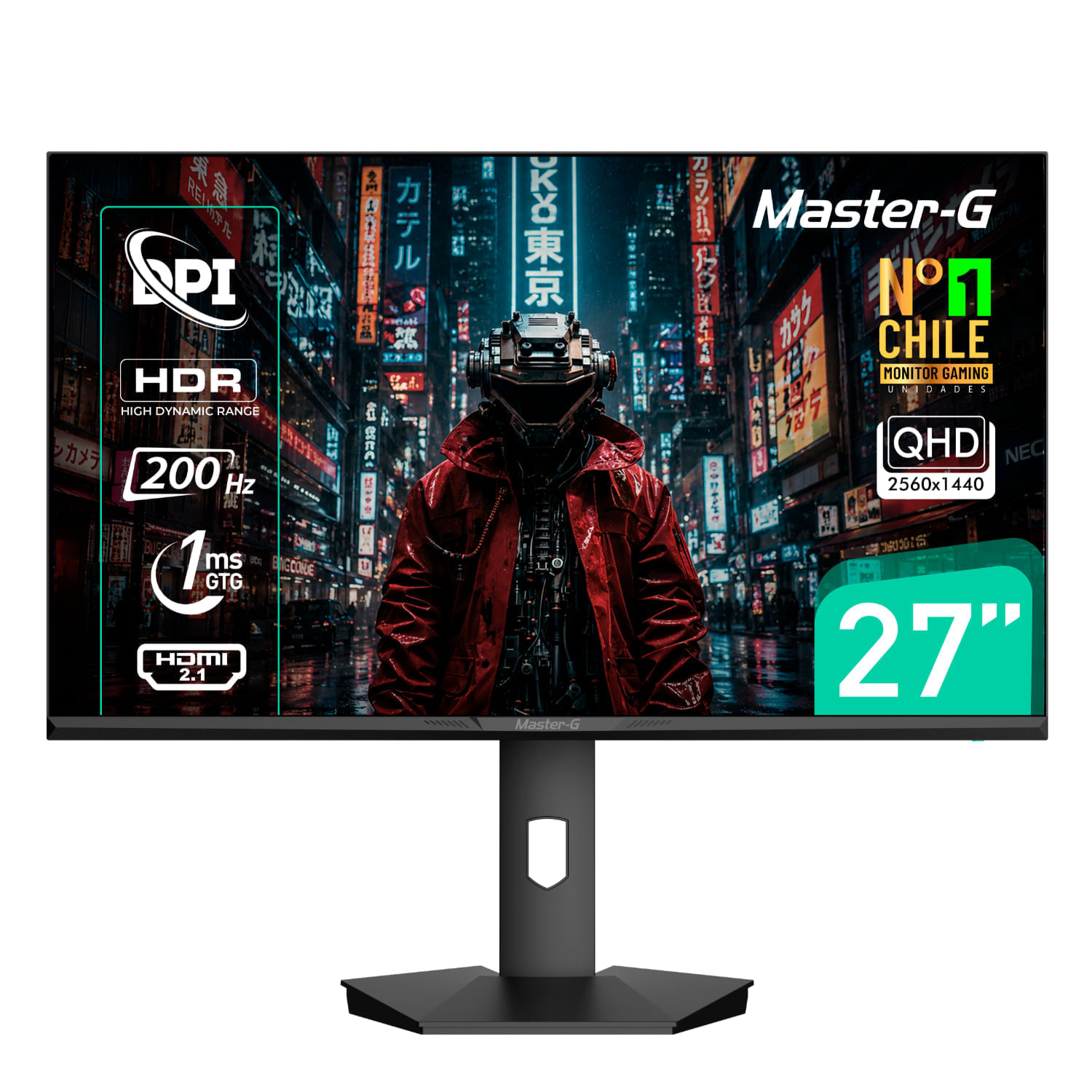 Master-G Monitor Gamer 27"" Qhd Ips Pivote 90 200Hz 1Ms